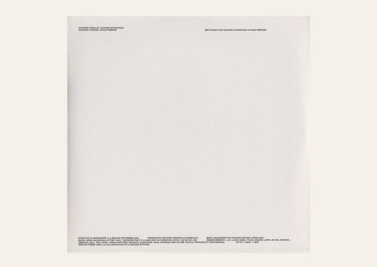 Stephen O'Malley, Anthony Pateras - Sept duos pour guitare acoustique & piano préparé - 2 LP