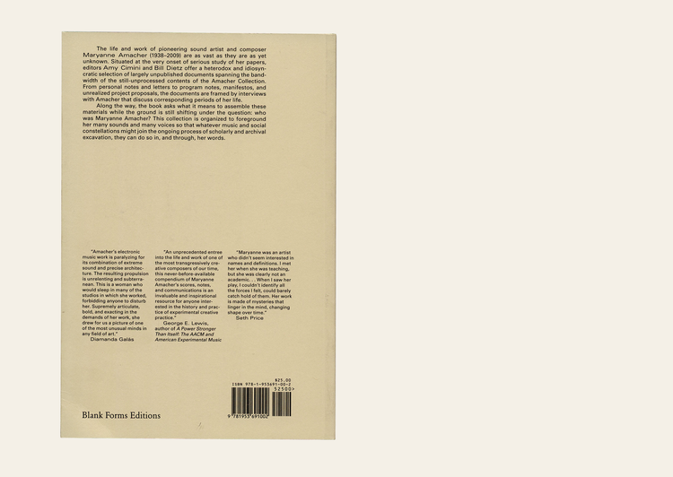 Maryanne Amacher - Selected Writings and Interviews