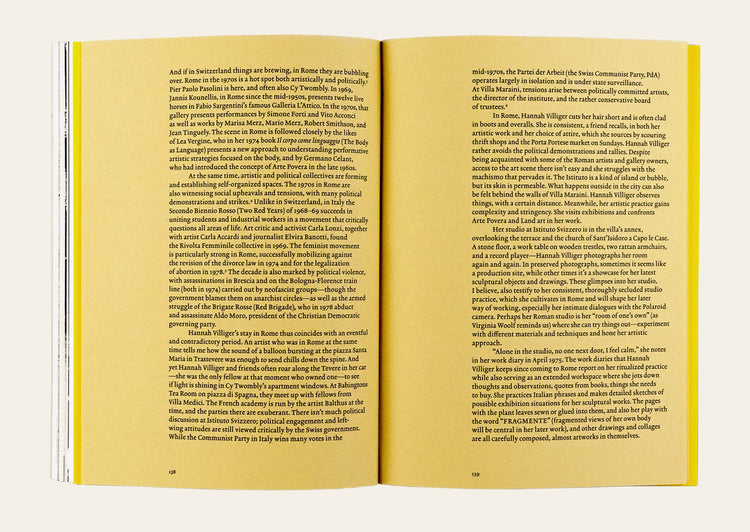 Hannah Villiger: Roma and Afterwards