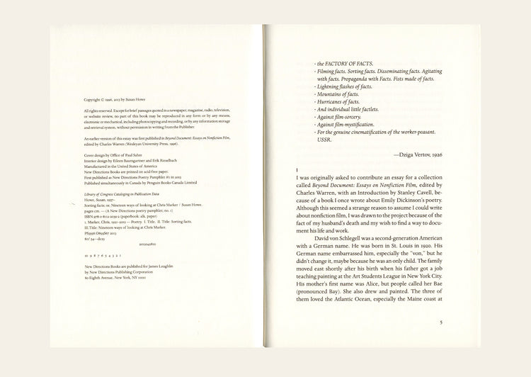 Sorting Facts, or Nineteen Ways of Looking at Marker - Susan Howe