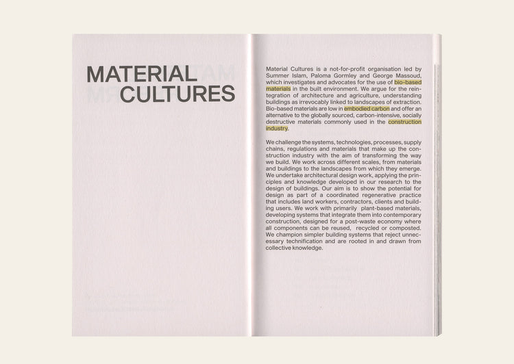 Material Culture: Material Reform - Building for a Post-Carbon Future