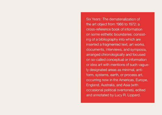 Six Years : The Dematerialization of the Art Object from 1966 to 1972