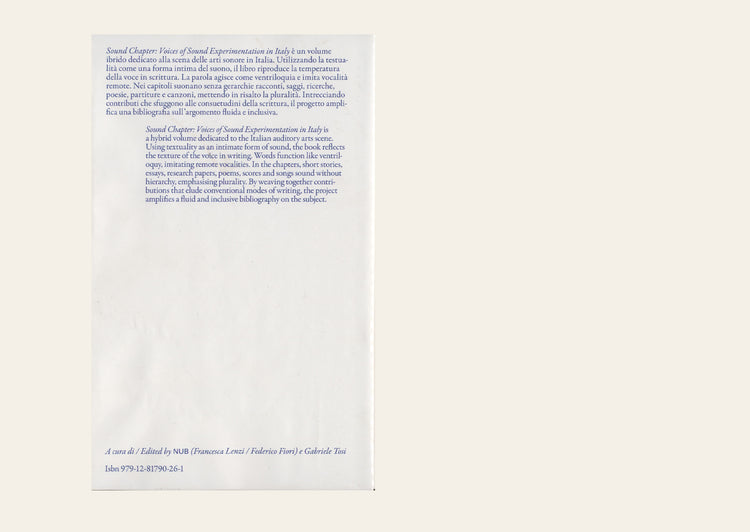 Sound Chapters. Voices of Sound Experimentations in Italy